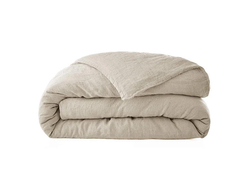 Housse de couette lin lavé beige 260x240