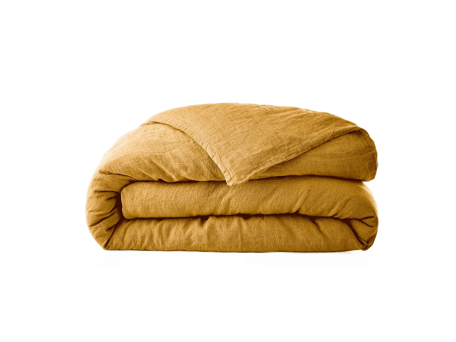 Housse de couette lin lavé jaune foncé 260x240