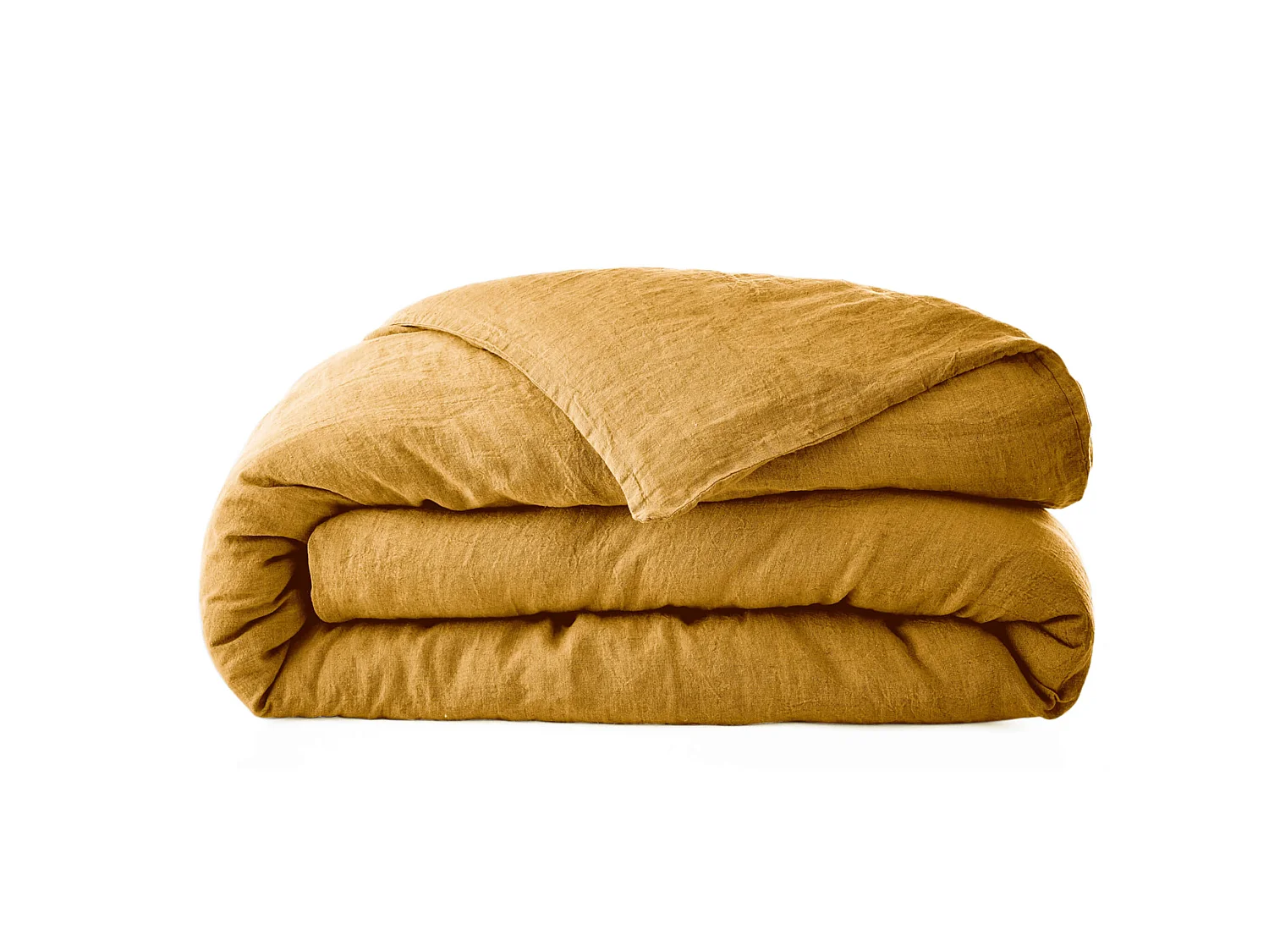 Housse de couette lin lavé jaune foncé 260x240