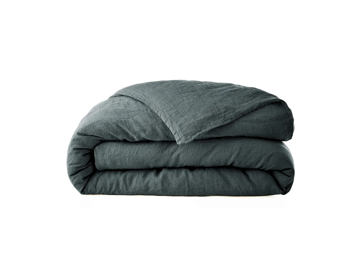 Housse de couette lin lavé gris foncé 260x240
