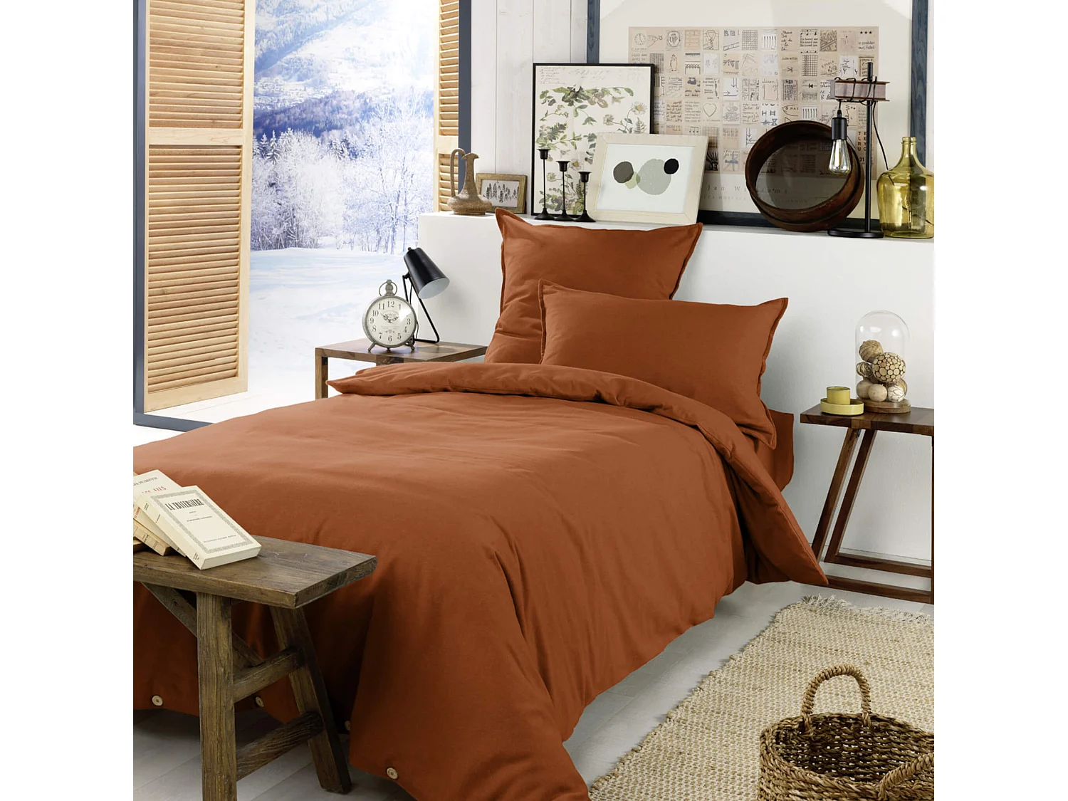 Housse de couette flanelle orange 260x240 cm