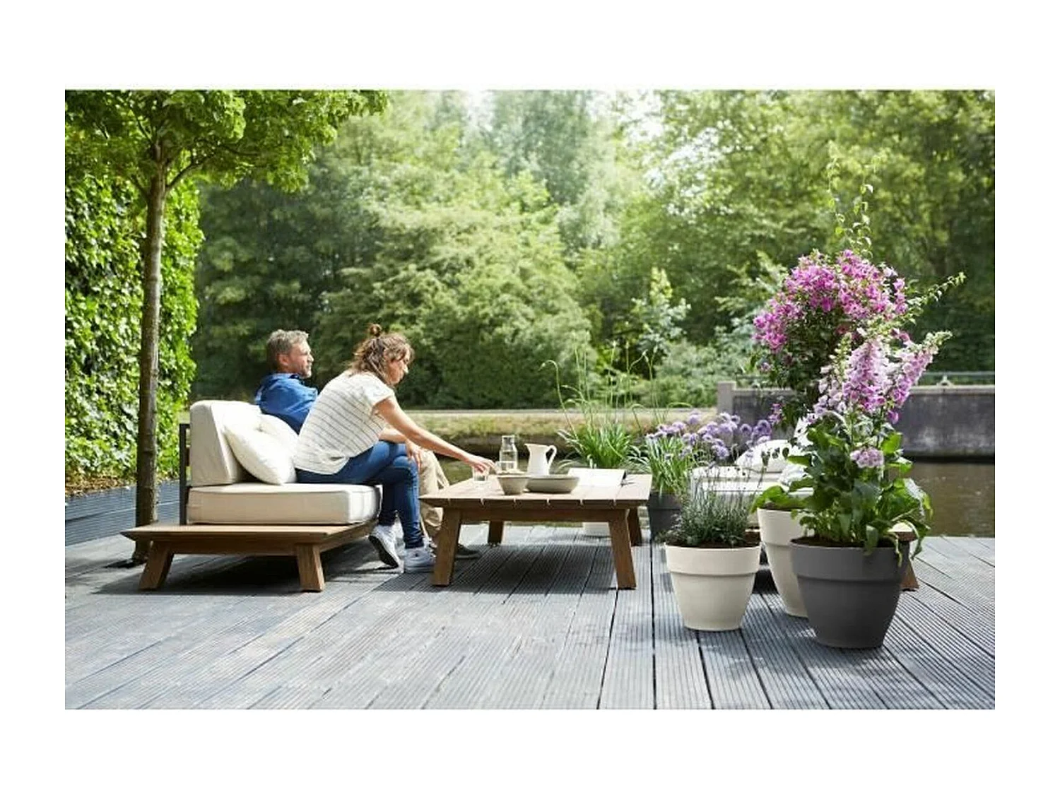 Pot de fleurs rond Vibia Campana - Ø 40 x H.33 cm - Blanc - Elho