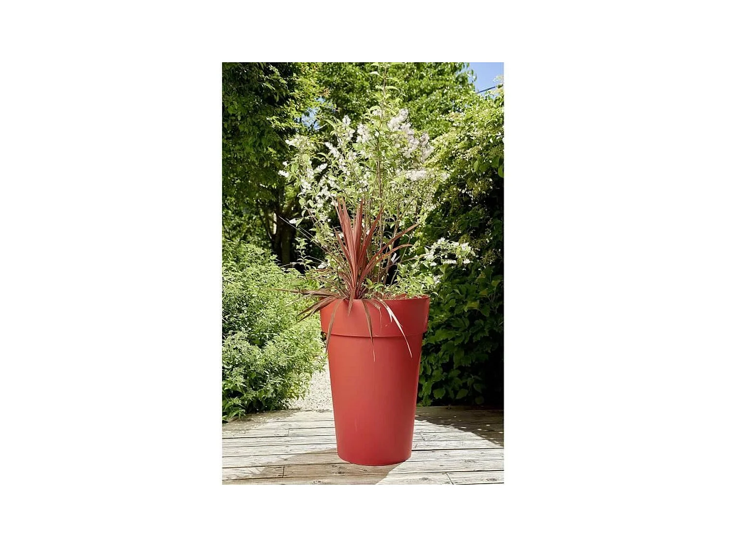 Pot de fleur rond Toscane Ø 46 x H.65 cm - Rouge rubis - Eda