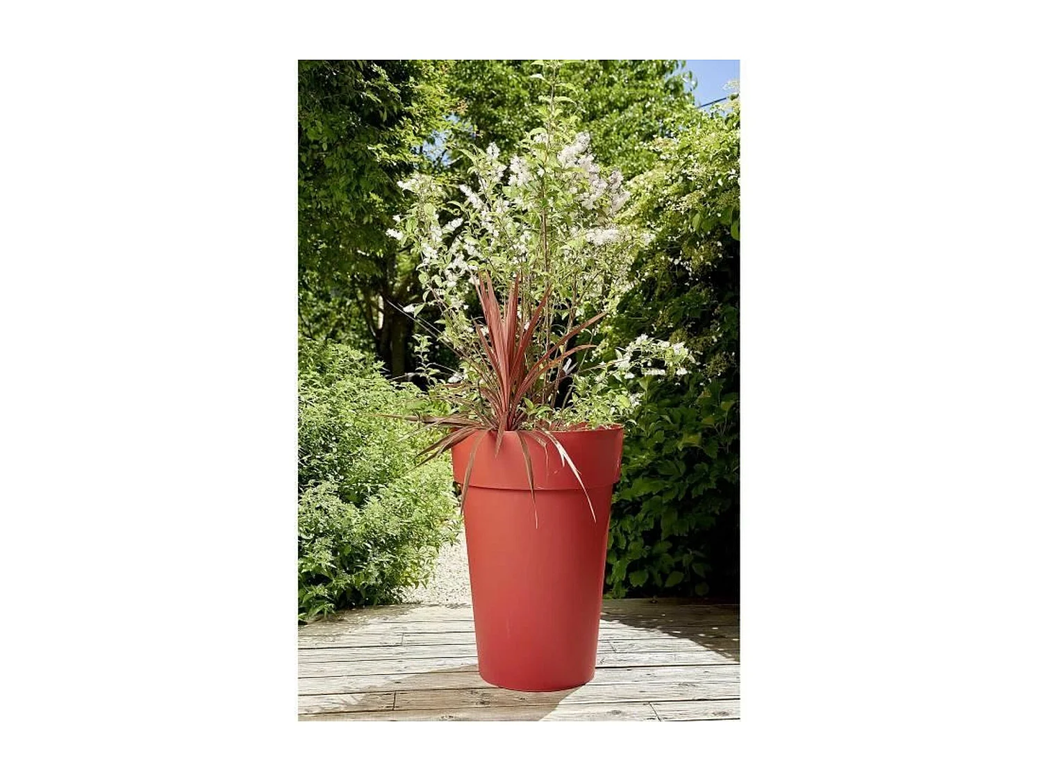Pot de fleur rond Toscane Ø 46 x H.65 cm - Rouge rubis - Eda