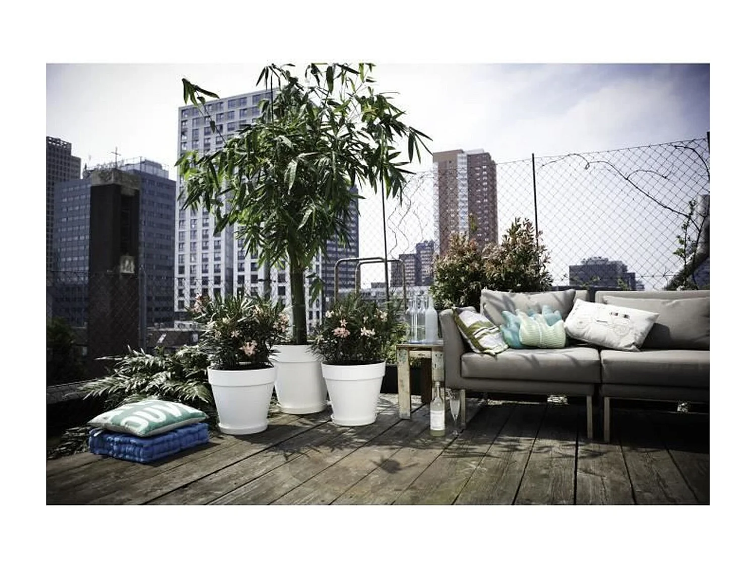 Pot de fleurs rond Loft Urban avec roues Ø 50 x H.44 cm - Anthracite