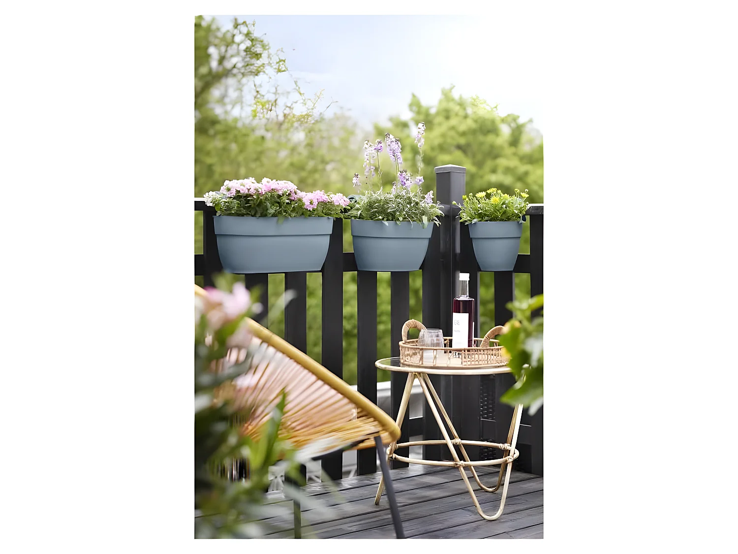 Pot de fleurs - Vibia Campana Easy Hanger Small - Bleu Vintage - Balcon extérieur - L 24.1 x W 20.5 x H 26.5 cm