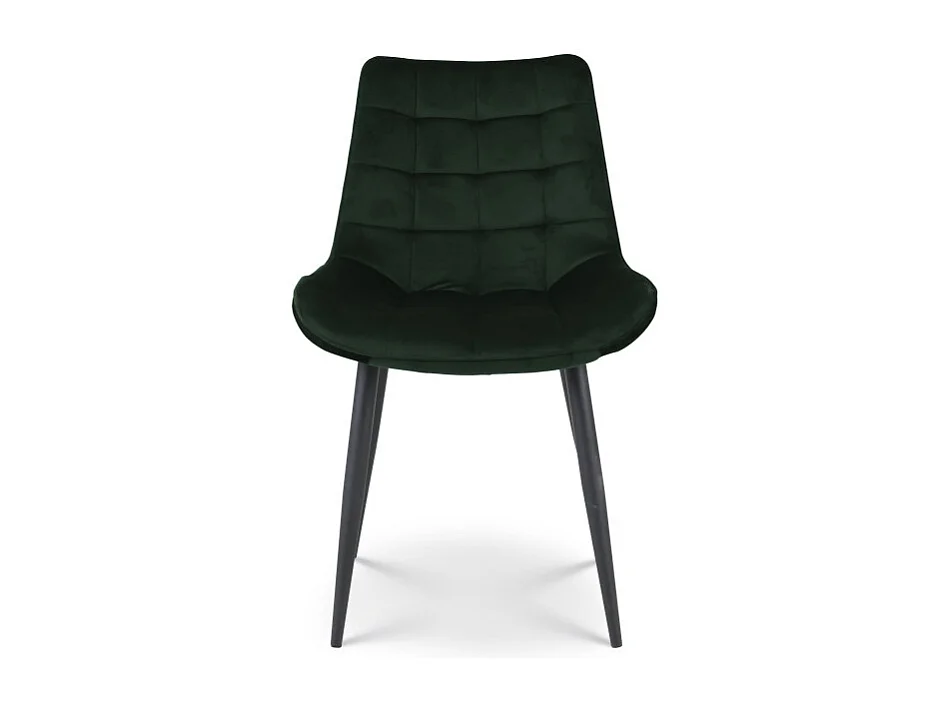 Lot de 2 chaises Modernes en Tissu Velours Vert Foncé avec Pieds en Métal