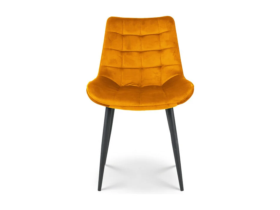 Lot de 2 chaises Modernes en Tissu Velours Couleur Moutarde avec Pieds en Métal