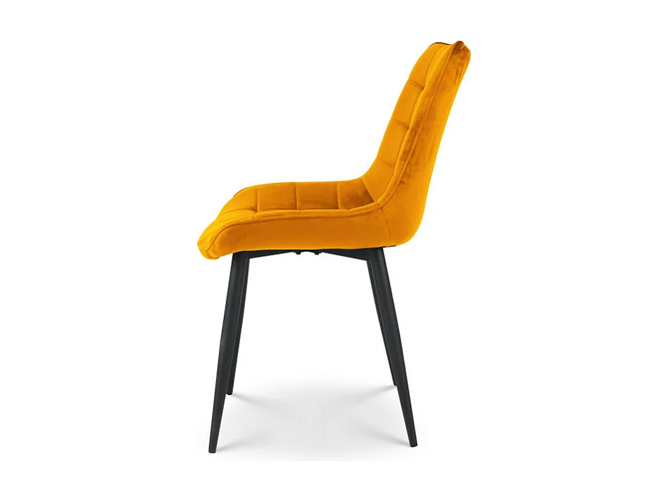 Lot de 2 chaises Modernes en Tissu Velours Couleur Moutarde avec Pieds en Métal