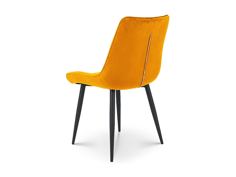 Lot de 2 chaises Modernes en Tissu Velours Couleur Moutarde avec Pieds en Métal