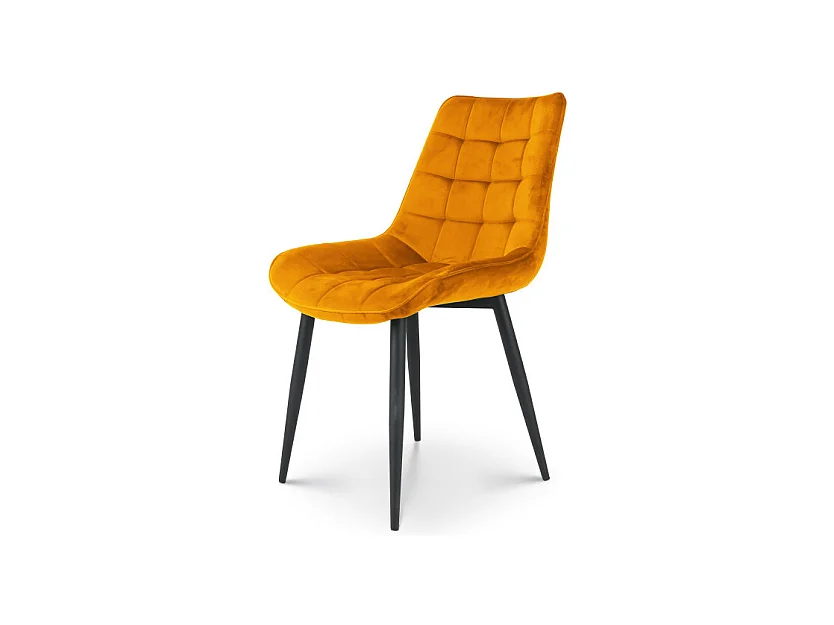 Lot de 2 chaises Modernes en Tissu Velours Couleur Moutarde avec Pieds en Métal