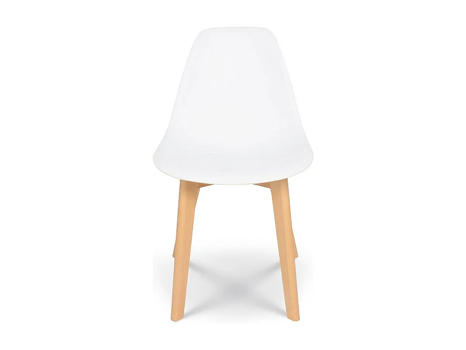 Lot de 4 chaises style scandinave modèle GABBY - Coque en résine blanche et pieds en bois naturel