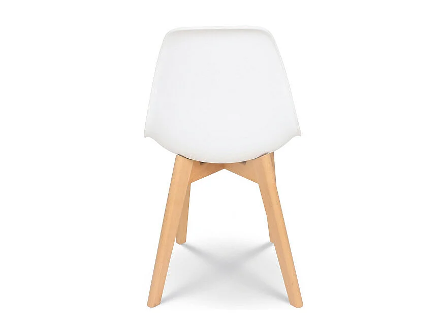 Lot de 4 chaises style scandinave modèle GABBY - Coque en résine blanche et pieds en bois naturel