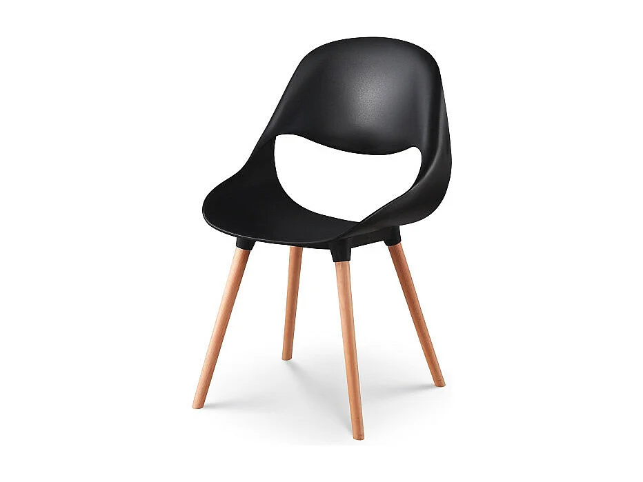 Lot de 4 chaises de salle à manger CHLOE noire et pieds en bois