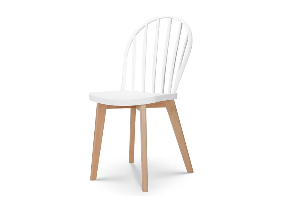 Lot de 4 chaises de salle à manger EMY blanches avec pieds en bois