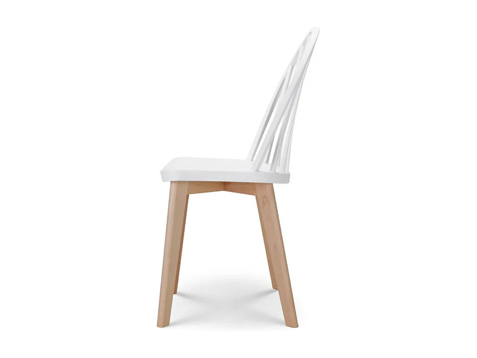 Lot de 4 chaises de salle à manger EMY blanches avec pieds en bois