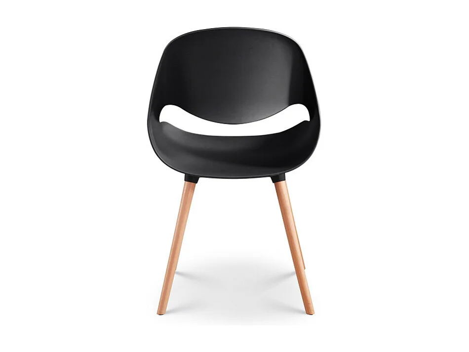 Chaise de salle à manger CHLOE noire et pieds en bois