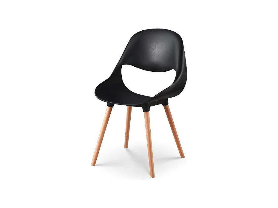 Chaise de salle à manger CHLOE noire et pieds en bois