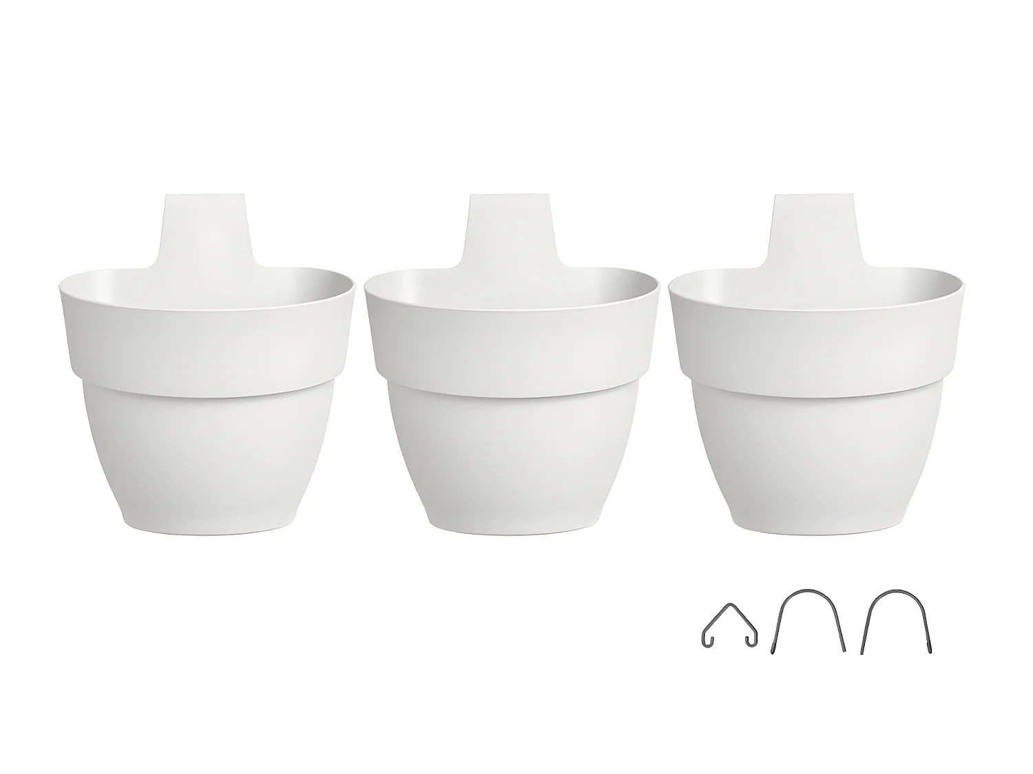 3 Balconnières en plastique Elho Vibia Campana Forêt Verticale blanc soie - Ø 17 cm