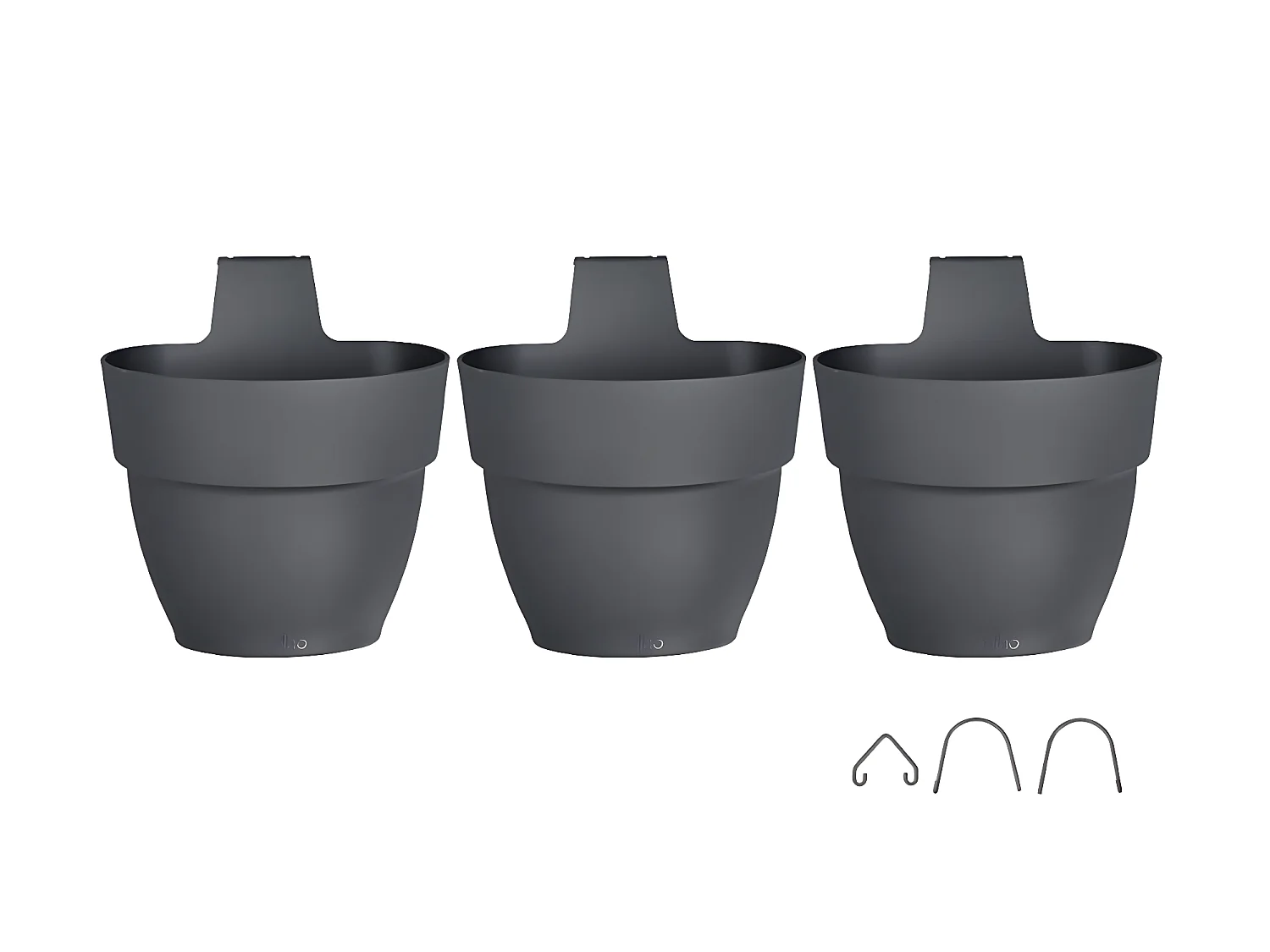 3 Balconnières en plastique Elho Vibia Campana Forêt Verticale anthracite - Ø 17 cm