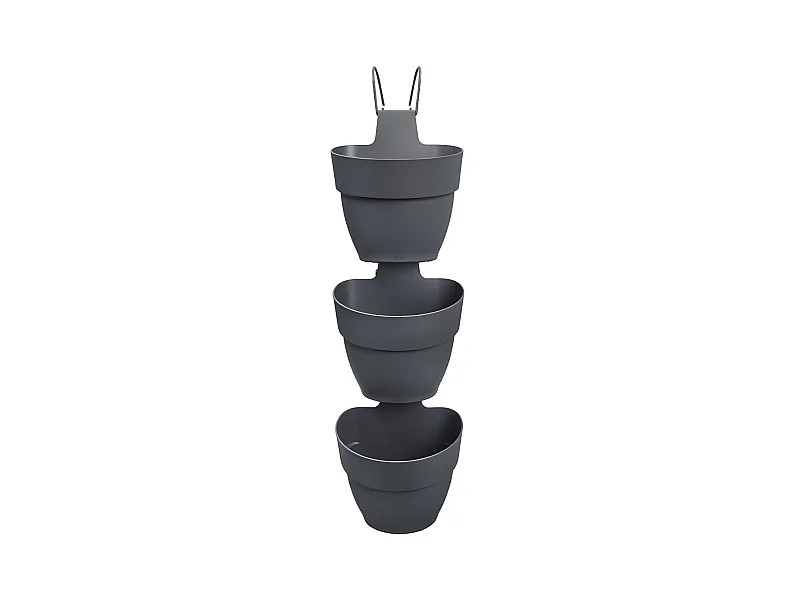 3 Balconnières en plastique Elho Vibia Campana Forêt Verticale anthracite - Ø 17 cm