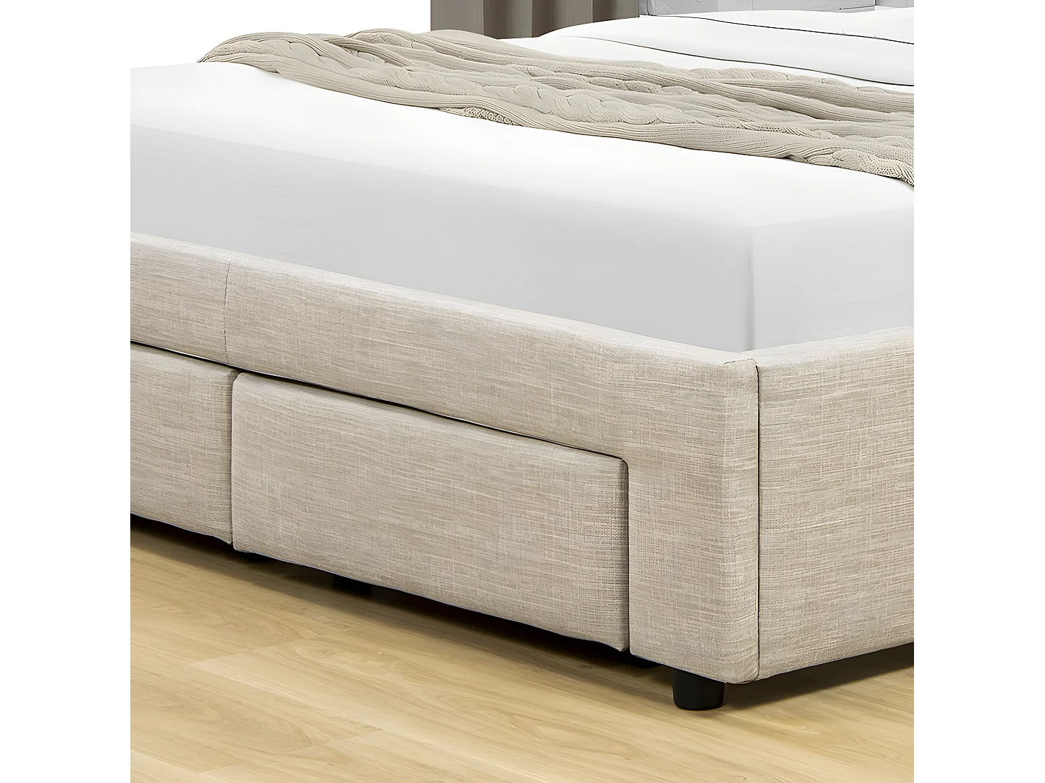 Lit Design Avec Tiroirs Hyde - Couleurs - Beige, Tailles - 160x200