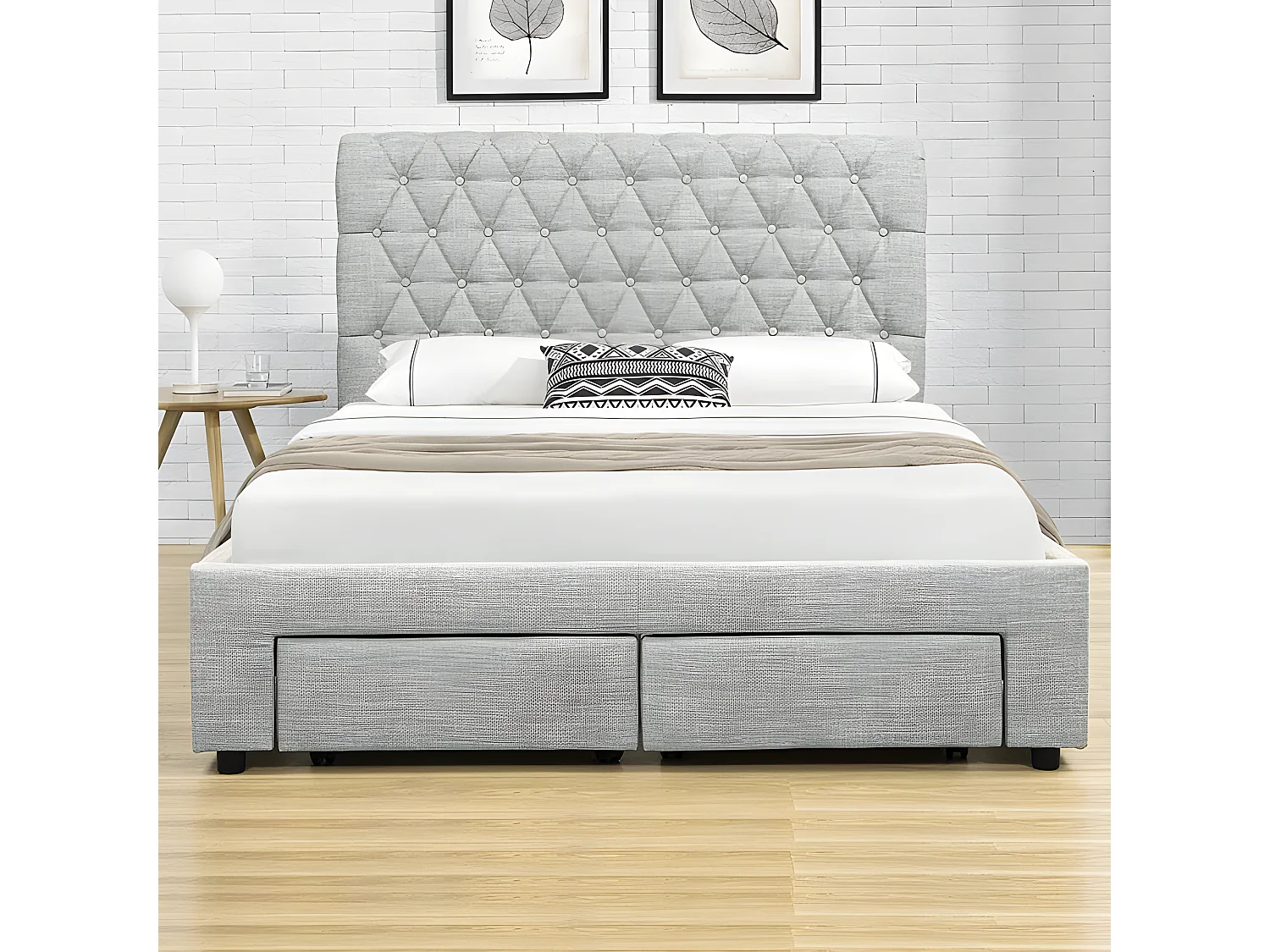 Lit Design Avec Tiroirs Hyde - Couleurs - Gris, Tailles - 140x190