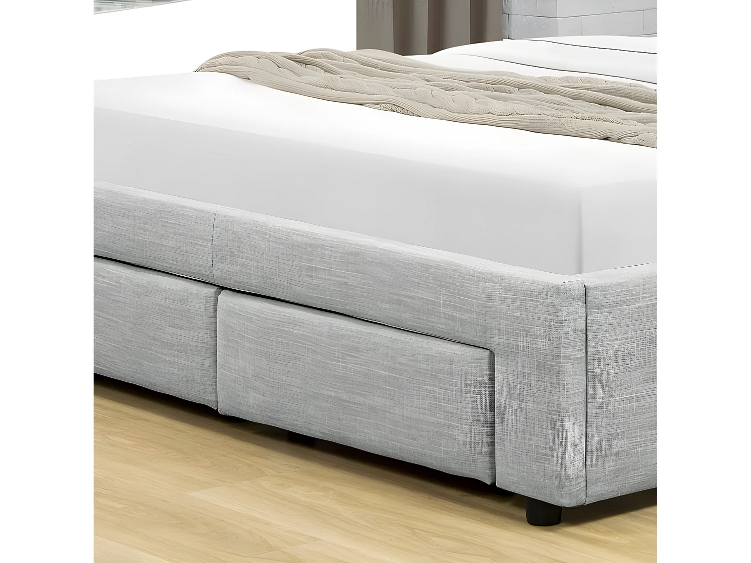 Lit Design Avec Tiroirs Hyde - Couleurs - Gris, Tailles - 160x200