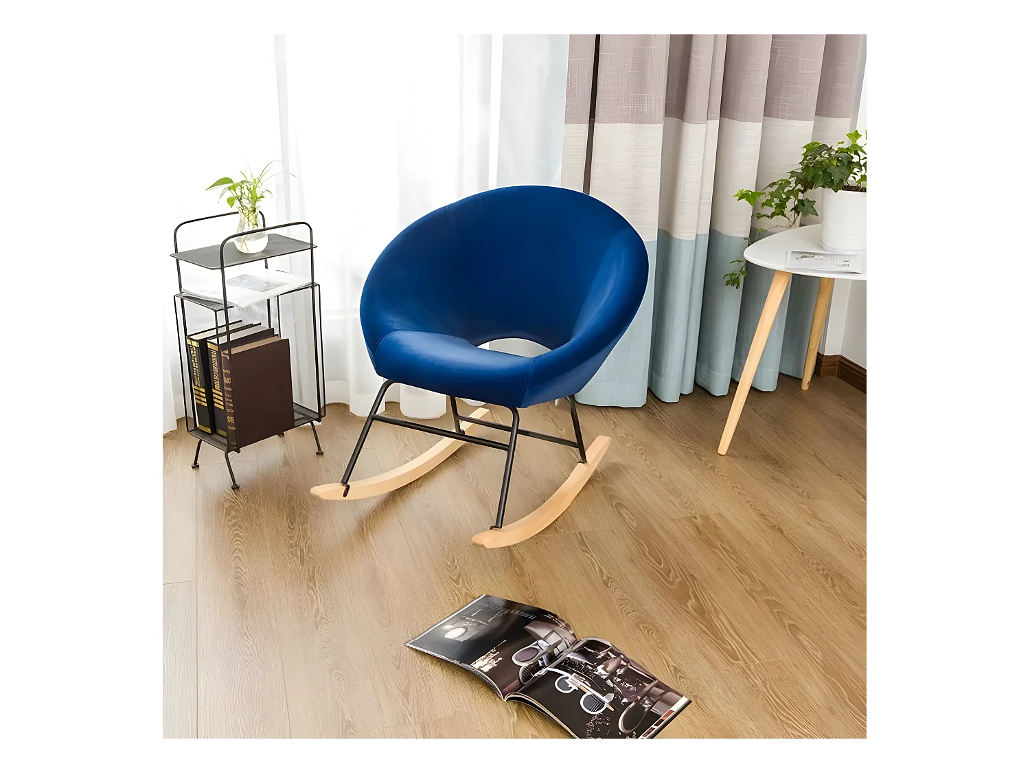 Fauteuil À Bascule Design Lisa - Couleurs - Velours Bleu