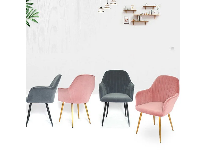 Chaise De Salle À Manger Velours Pied Or Skull - Couleurs - Rose