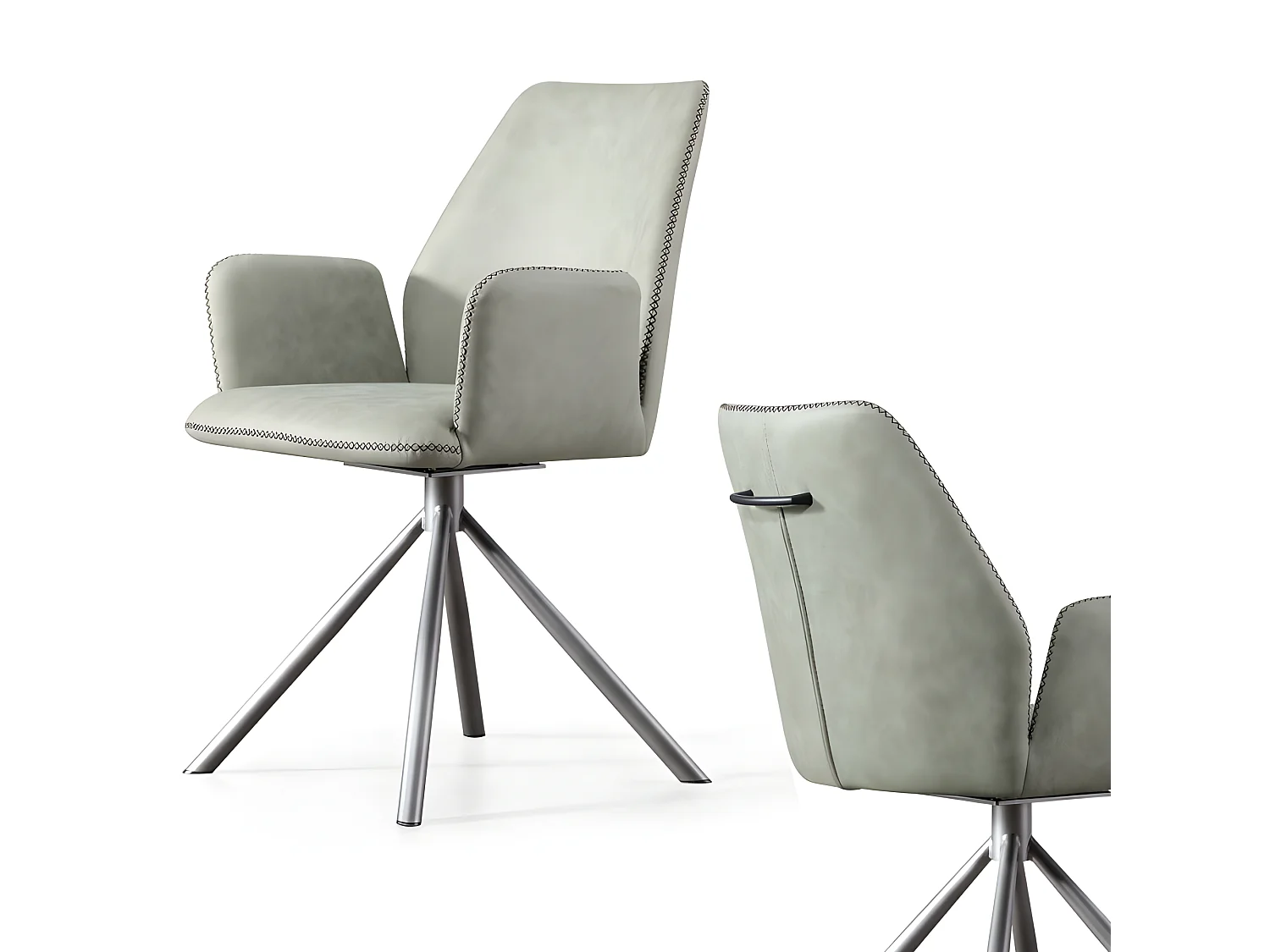 Chaise De Salle À Manger Pivotante Moderne En Simili Cuir Emilio - Couleurs - Pu Gris