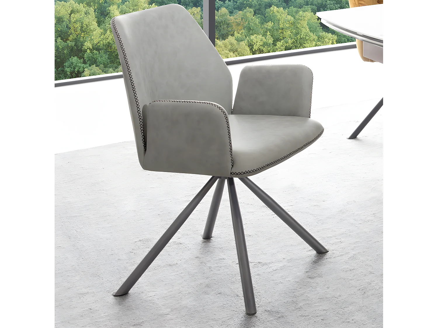 Chaise De Salle À Manger Pivotante Moderne En Simili Cuir Emilio - Couleurs - Pu Gris