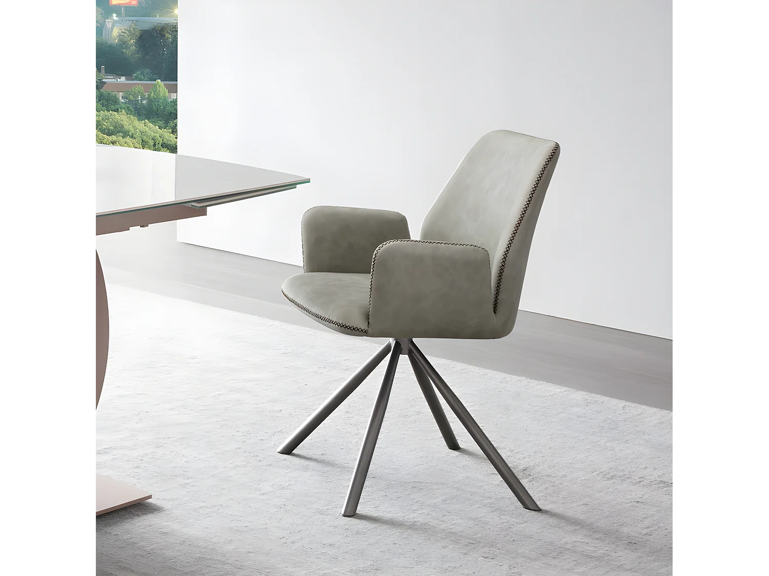 Chaise De Salle À Manger Pivotante Moderne En Simili Cuir Emilio - Couleurs - Pu Gris