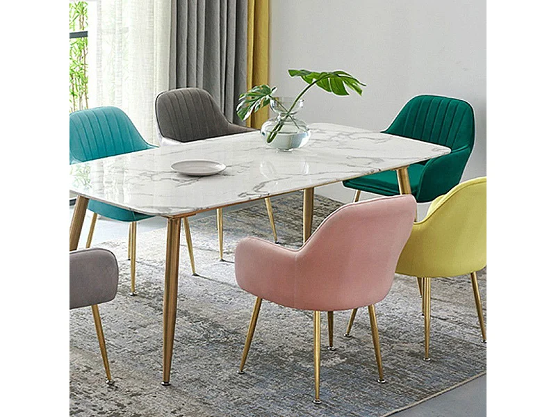 Chaise De Salle À Manger Velours Pied Or Skull - Couleurs - Vert