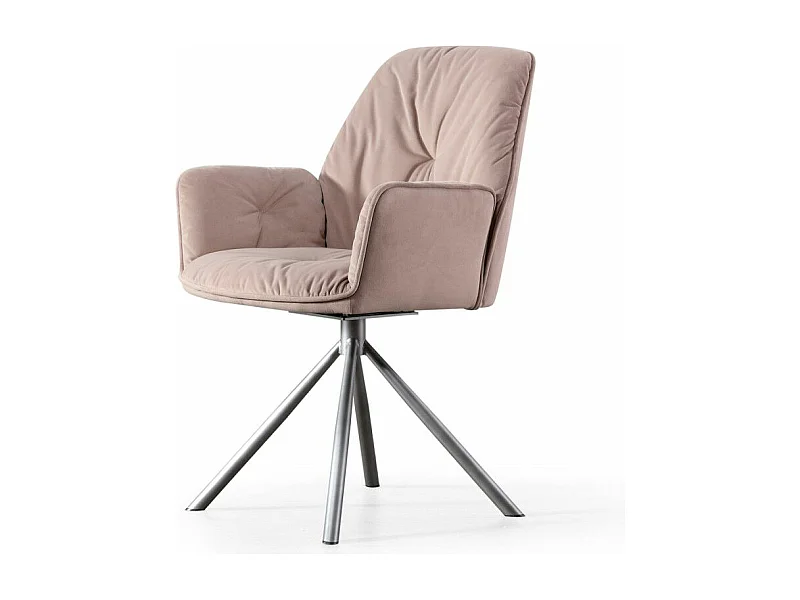 Chaise De Salle À Manger Pivotante Moderne En Velours Botega - Couleurs - Velours Taupe