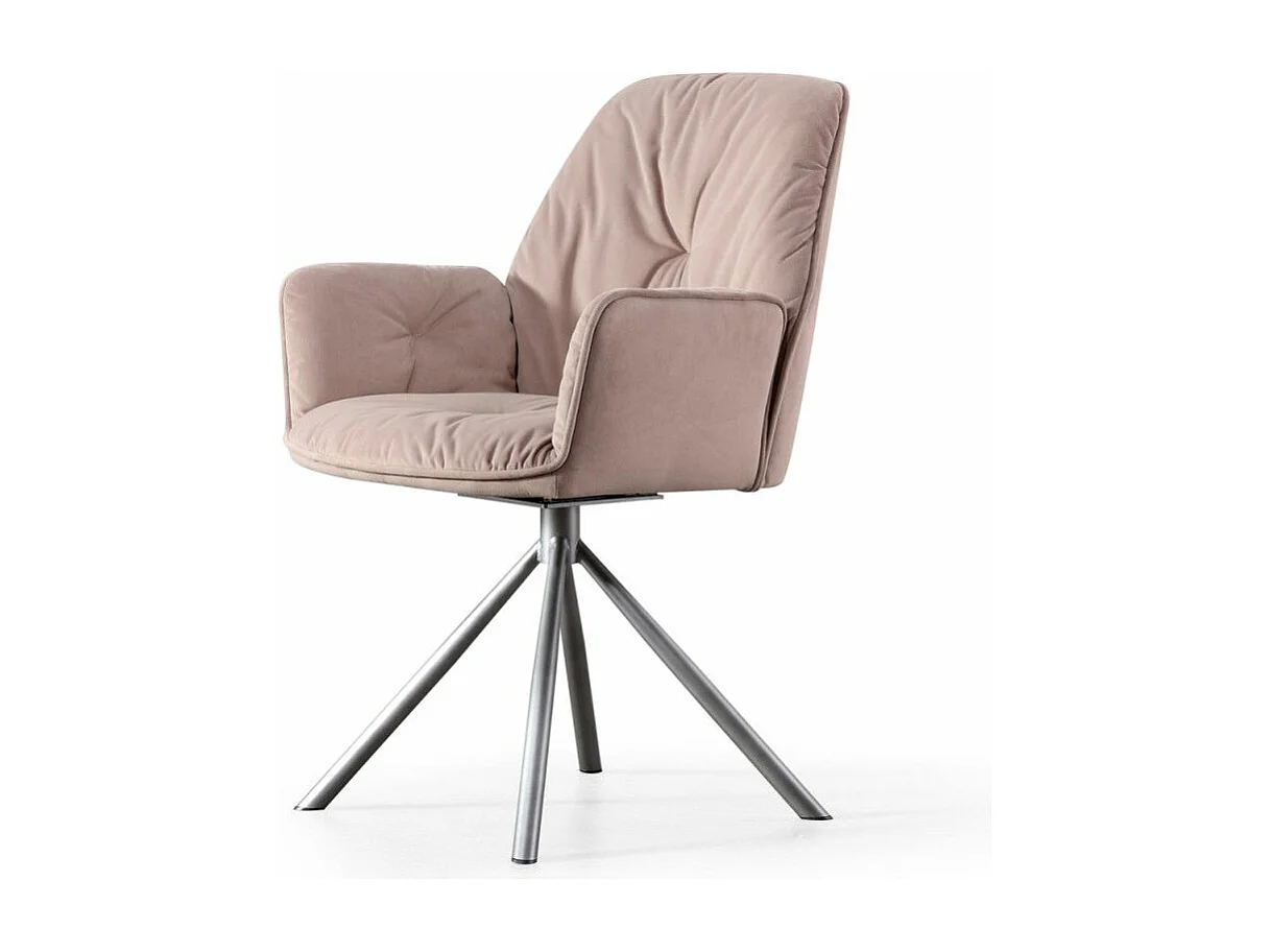 Chaise De Salle À Manger Pivotante Moderne En Velours Botega - Couleurs - Velours Taupe