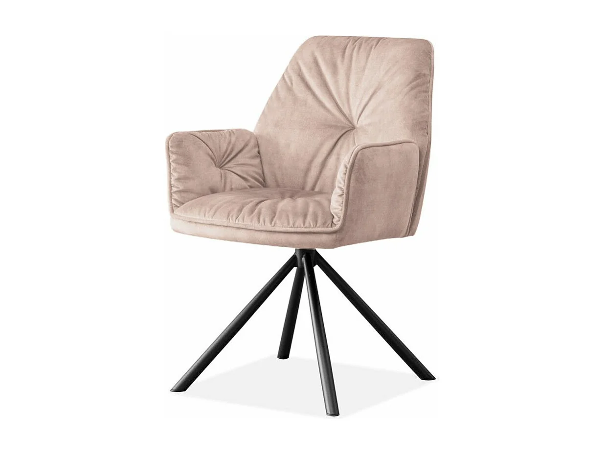 Chaise De Salle À Manger Pivotante Moderne En Velours Botega - Couleurs - Velours Taupe