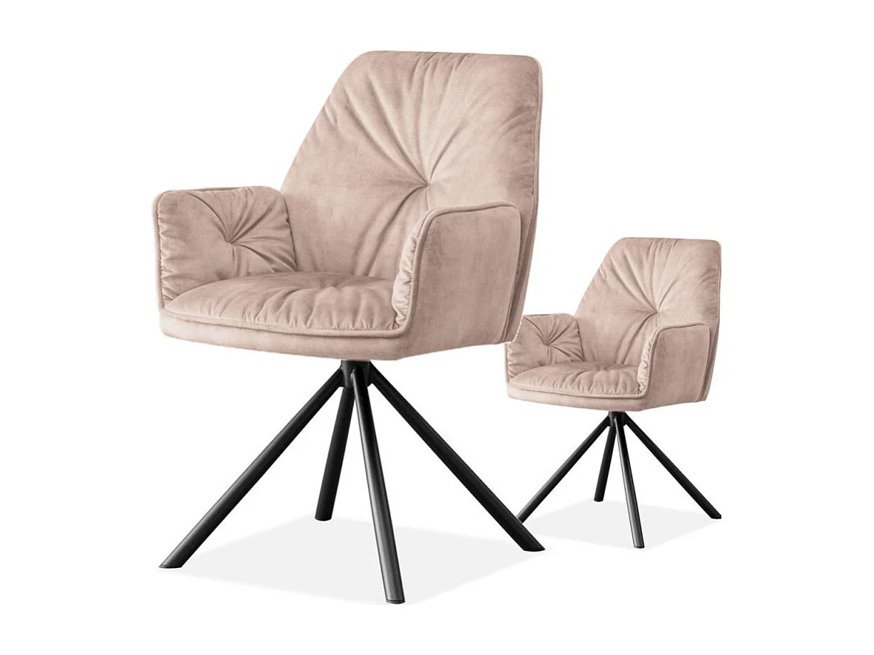 Chaise De Salle À Manger Pivotante Moderne En Velours Botega - Couleurs - Velours Taupe