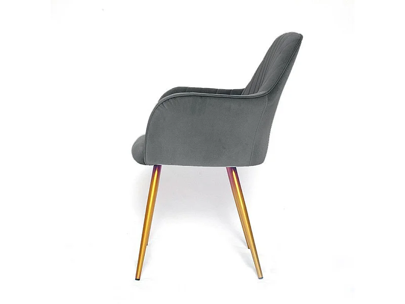 Chaise De Salle À Manger Velours Pied Or Skull - Couleurs - Gris