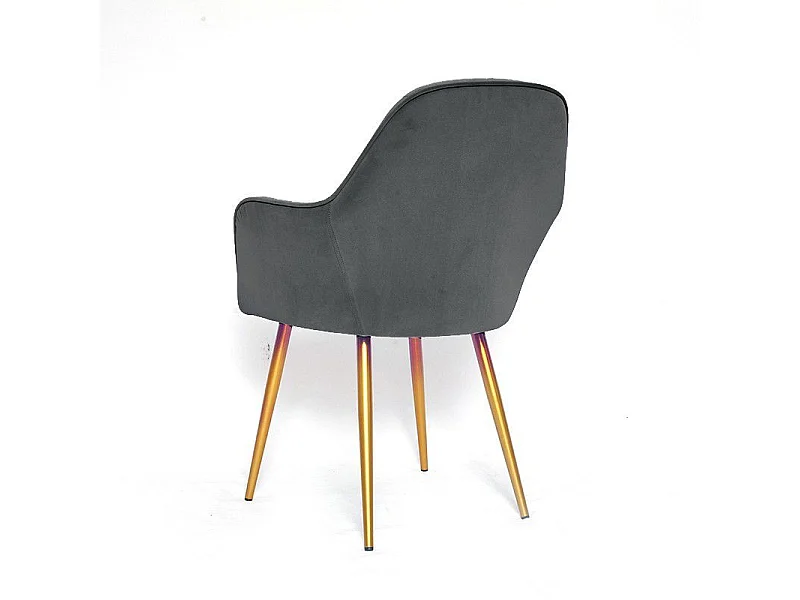 Chaise De Salle À Manger Velours Pied Or Skull - Couleurs - Gris