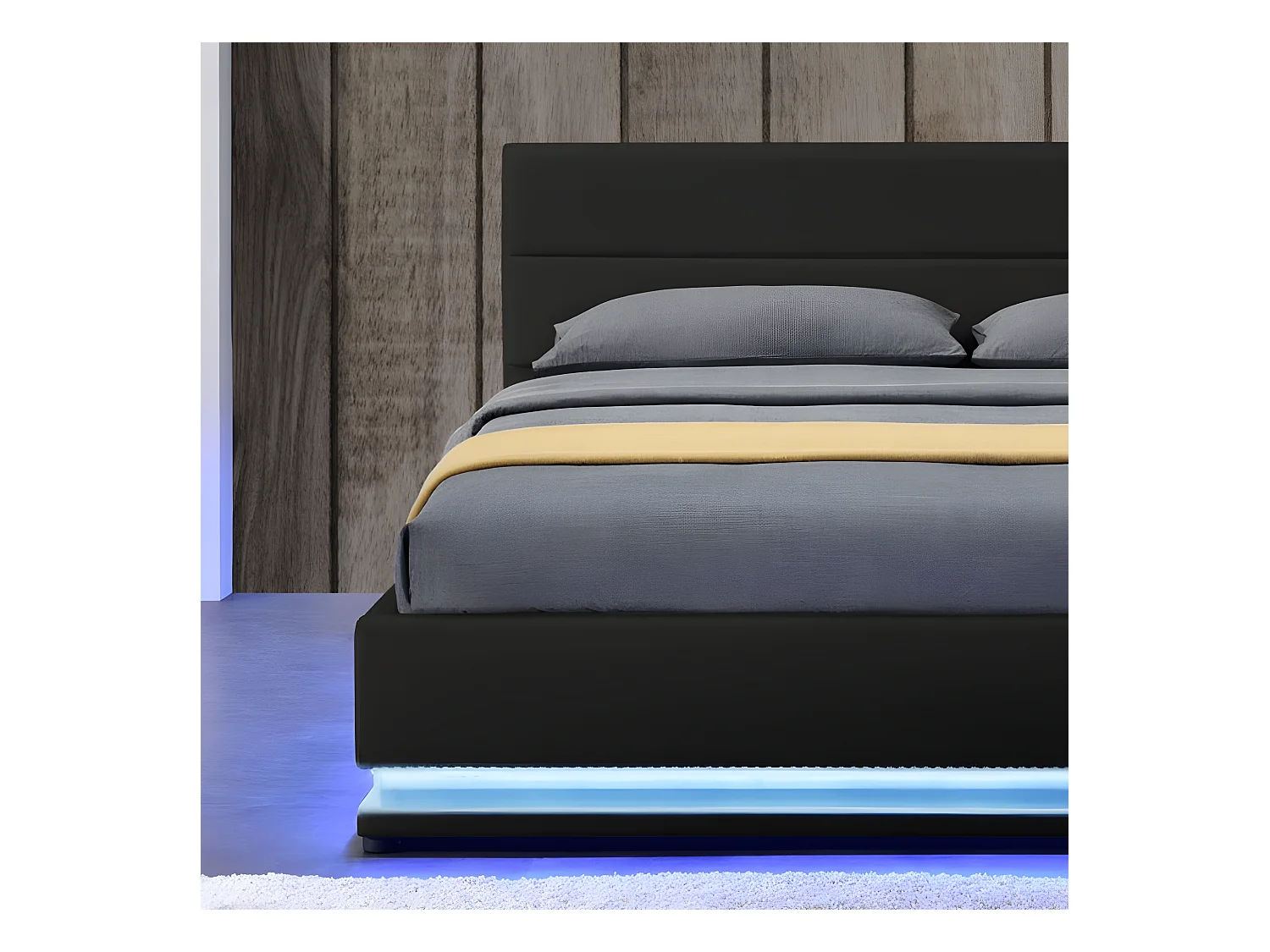 Lit Led Avec Coffre De Rangement Ava - Couleurs - Noir, Tailles - 140x190