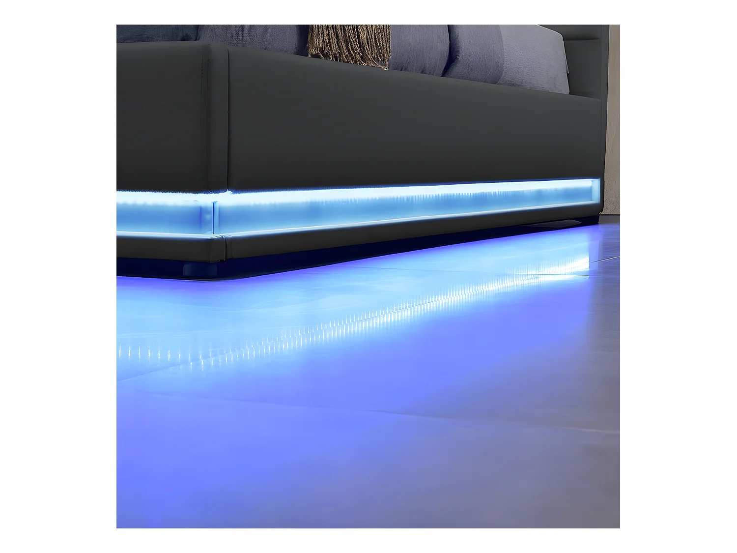 Lit Led Avec Coffre De Rangement Ava - Couleurs - Gris, Tailles - 160x200