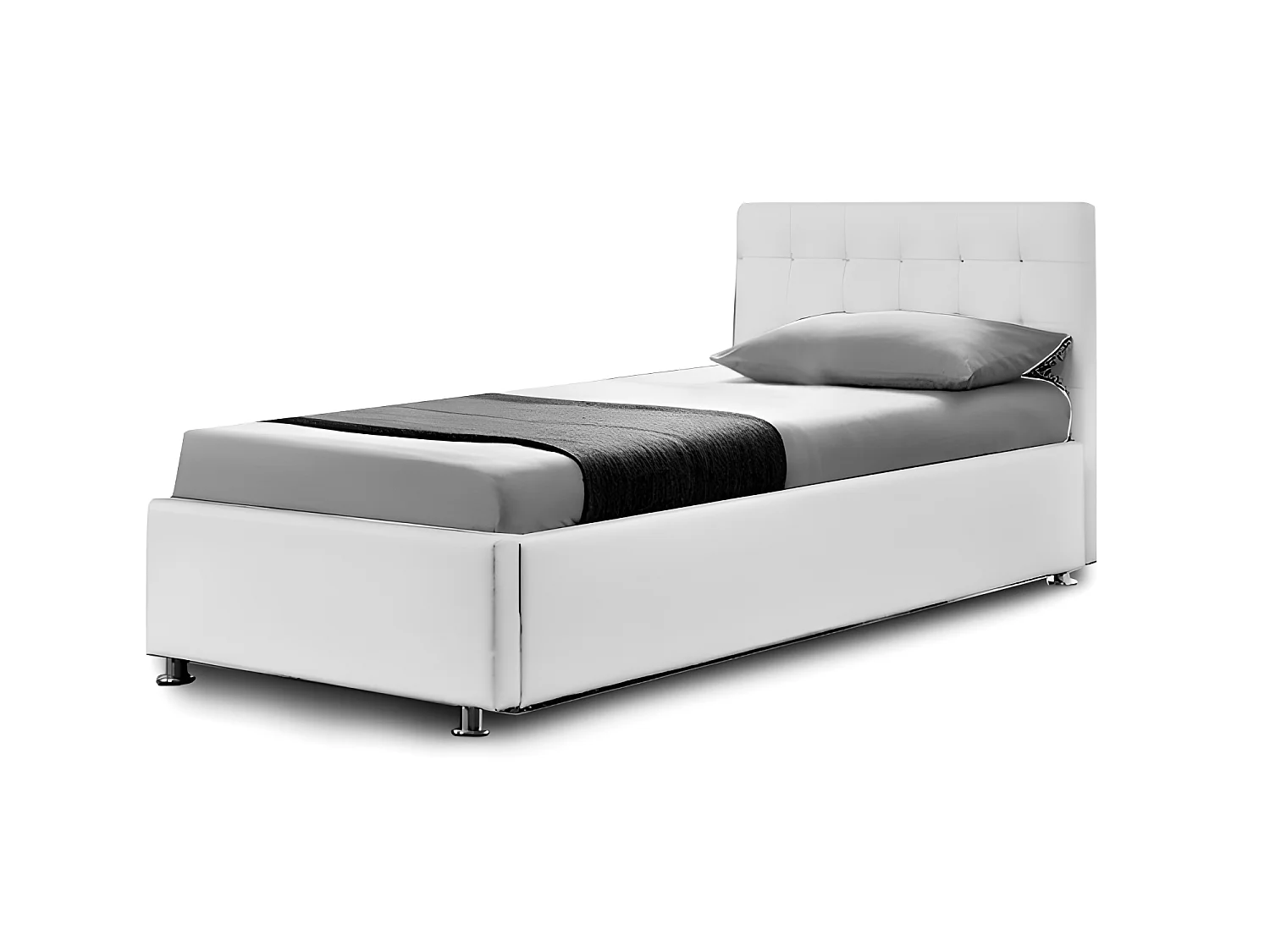 Lit Complet Sommier Relevable + Tête De Lit + Cadre De Lit Capitole - Couleurs - Blanc, Tailles - 90