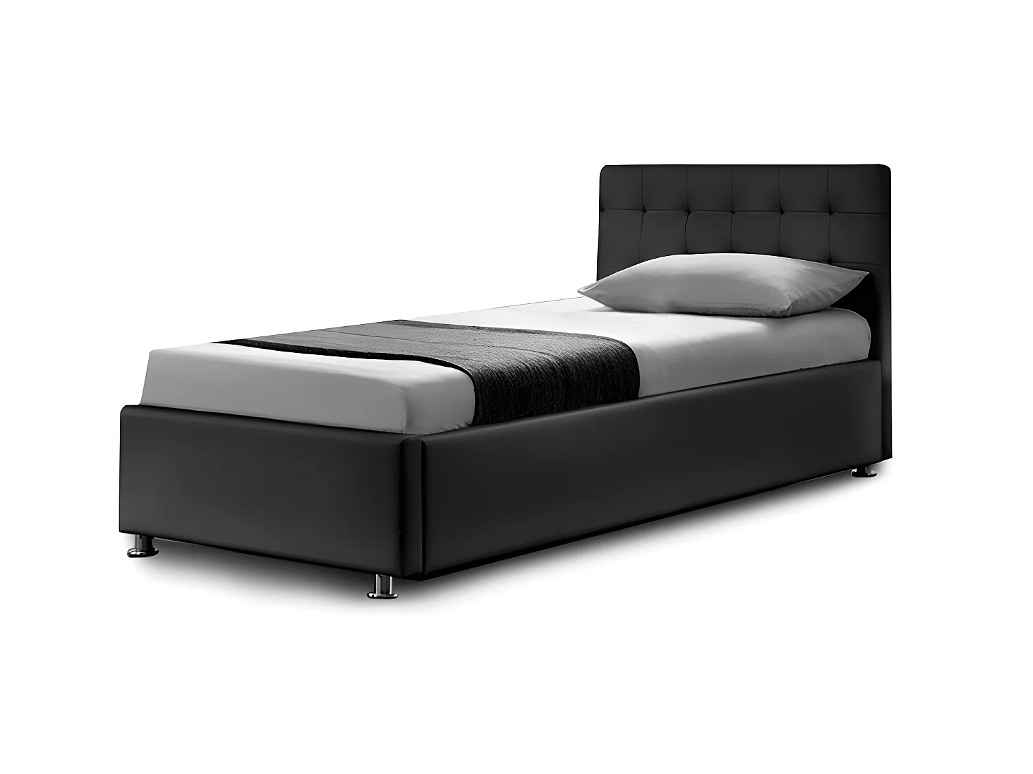 Lit Complet Sommier Relevable + Tête De Lit + Cadre De Lit Capitole - Couleurs - Noir, Tailles - 90x