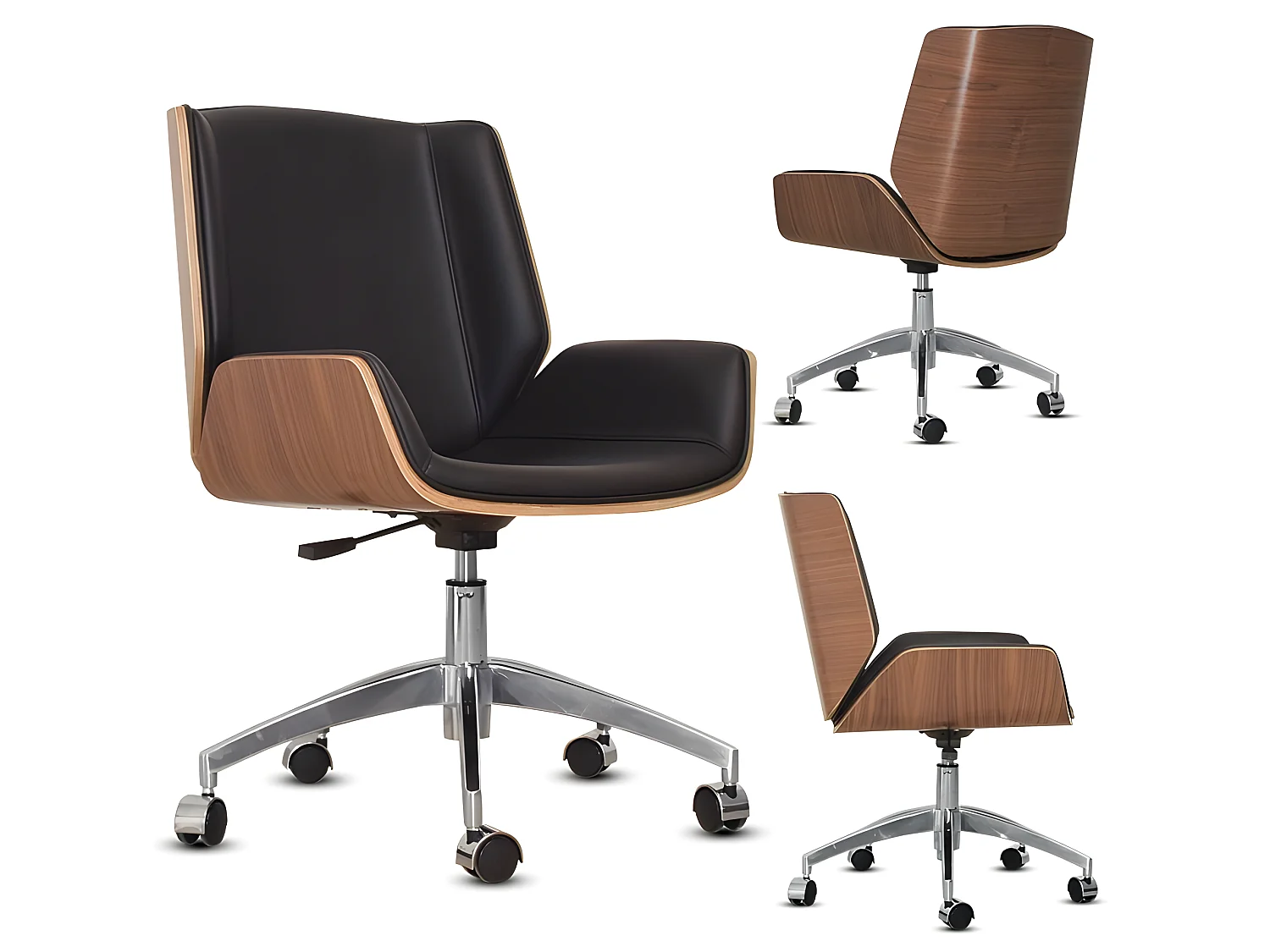 Chaise De Bureau Bois Avec Roulettes Duster - Couleurs - Noir