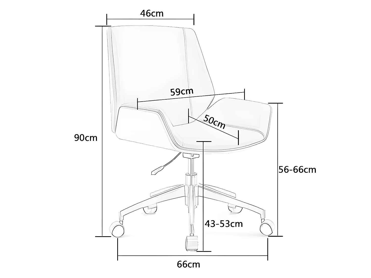Chaise De Bureau Bois Avec Roulettes Duster - Couleurs - Noir