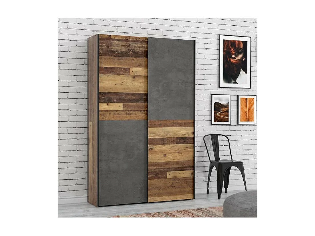 Multifunctionele 2-deurs schuifdeurkast - 120 x 41,6 x 190,5 cm - OZZULA