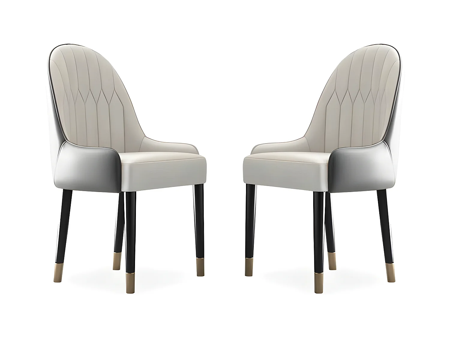 Lot De 2 Chaises De Salle À Manger Moderne En Similicuir Avec Pieds En Métal Doré - Dorone