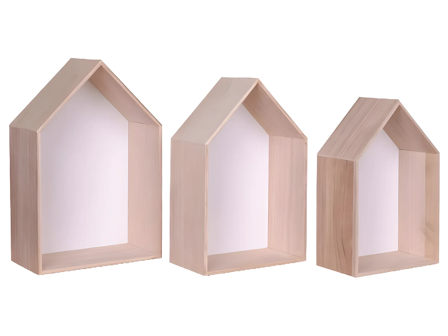 Étagères 3 pcs Evi Blanc et naturel