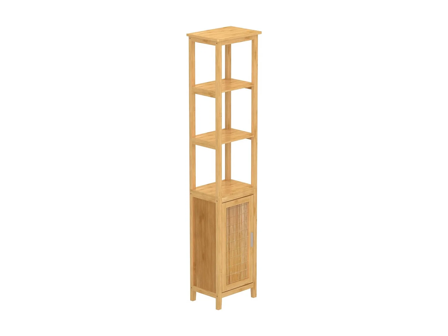 Hochschrank mit 3 Fächern Bambus 40x30x190 cm